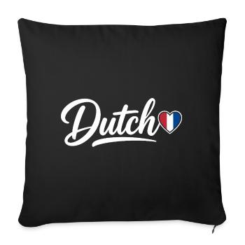 Dutch Script with Flag Heart Fan Patriotic - Sofa pillowcase 17,3'' x 17,3'' (45 x 45 cm) - black - Front