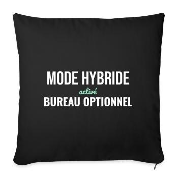 Mode Hybride — Télétravail Assumé - Housse de coussin décorative 45 x 45 cm - noir - Devant