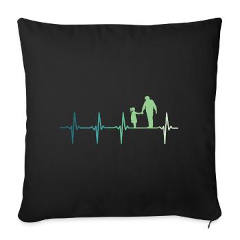 Père et fille battement de coeur papa et fillette - Housse de coussin décorative 45 x 45 cm - noir - Devant