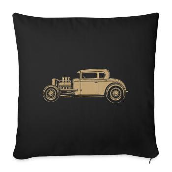 Hot Rod Vintage Illustration – V8 Custom Car - Sofa pillowcase 17,3'' x 17,3'' (45 x 45 cm) - black - Front