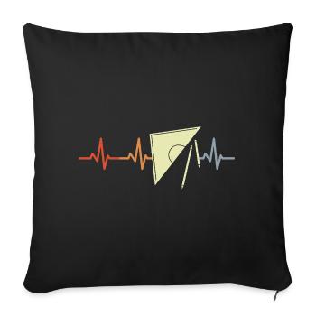 Retro Geotriangle Heart Palpitations - Sofa pillowcase 17,3'' x 17,3'' (45 x 45 cm) - black - Front