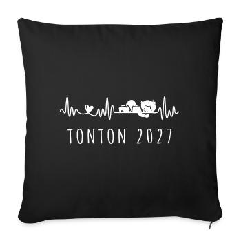 Futur Tonton 2027 Battement Cœur Pour Oncle - Sofa pillowcase 17,3'' x 17,3'' (45 x 45 cm) - black - Front