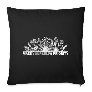 Flower Mandala Priority on You - Sofa pillowcase 17,3'' x 17,3'' (45 x 45 cm) - black - Front