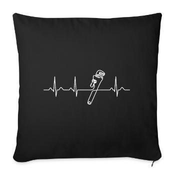 Plumber Heartbeat Plumbing worker Tradesman Gift - Sofa pillowcase 17,3'' x 17,3'' (45 x 45 cm) - black - Front