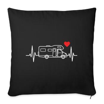 Wohnmobil camping t-shirt camper wohnwagen - Sofakissenbezug 45 x 45 cm - Schwarz - Vorne