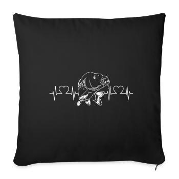 Heartbeat Carp Hunter Karpfen angeln Angler fish - Sofakissenbezug 45 x 45 cm - Schwarz - Vorne
