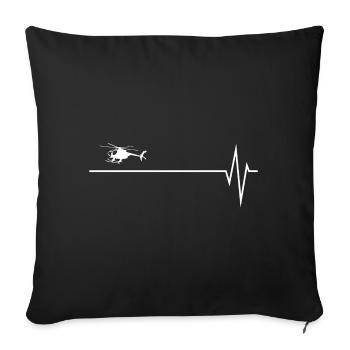 Pilote hélico cardiaque battement cardiaque motif - Housse de coussin décorative 45 x 45 cm - noir - Devant