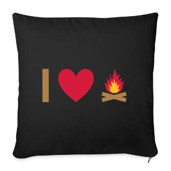 J’adore le feu de camp - Housse de coussin décorative 45 x 45 cm - noir - Devant