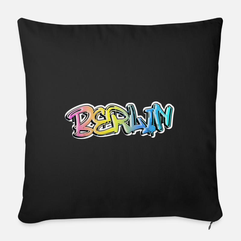 Berlin Deutschland Stadt Graffiti Spray Sprayer - Sofakissenbezug 45 x 45 cm - Schwarz