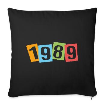 Né en 1989 – Anniversaire avec de grands numéros colorés - Housse de coussin décorative 45 x 45 cm - noir - Devant