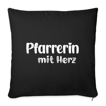 Pfarrerin mit Herz Jesus Glaube Kirche - Sofakissenbezug 45 x 45 cm - Schwarz - Vorne