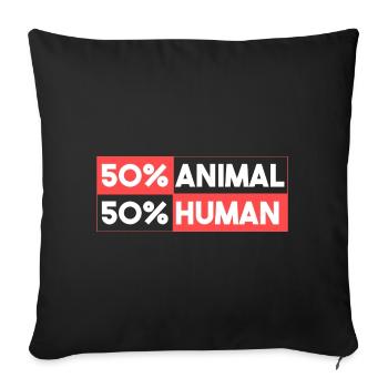 50% animaux 50% humains - Housse de coussin décorative 45 x 45 cm - noir - Devant