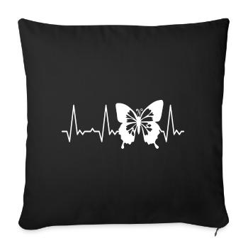 Heartbeat butterfly - Sofa pillowcase 17,3'' x 17,3'' (45 x 45 cm) - black - Front