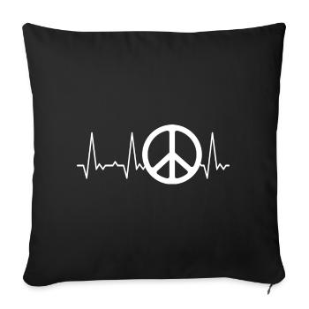 Heartbeat Peace Sign Peace - Housse de coussin décorative 45 x 45 cm - noir - Devant