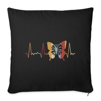 Heartbeat butterfly - Sofa pillowcase 17,3'' x 17,3'' (45 x 45 cm) - black - Front