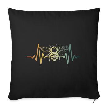 Heartbee beekeeper pulse bee - Sofa pillowcase 17,3'' x 17,3'' (45 x 45 cm) - black - Front