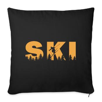 Ski. Ski Winter Sports - Sofa pillowcase 17,3'' x 17,3'' (45 x 45 cm) - black - Front