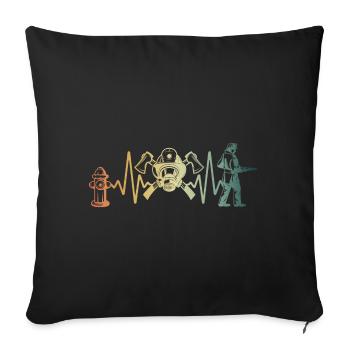 Battement de cœur des pompiers pompiers - Housse de coussin décorative 45 x 45 cm - noir - Devant