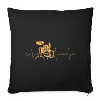 Drummer Drums Battement De Coeur Batteur Batterie - Housse de coussin décorative 45 x 45 cm - noir - Devant