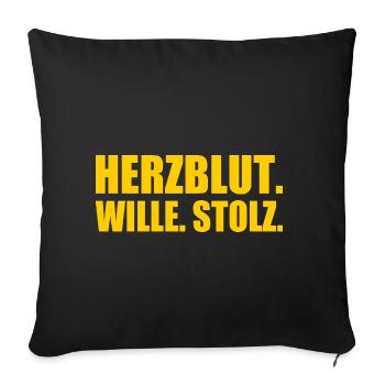Herzblut wille stolz - Sofakissenbezug 45 x 45 cm - Schwarz - Vorne