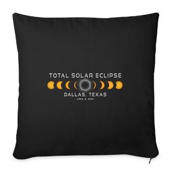 Dallas Texas Solar Eclipse 2024 April 8 Souvenir - Sofa pillowcase 17,3'' x 17,3'' (45 x 45 cm) - black - Front