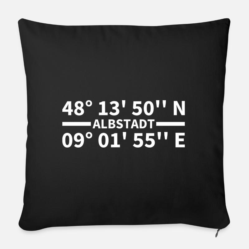 Albstadt Koordinaten - Sofakissenbezug 45 x 45 cm - Schwarz