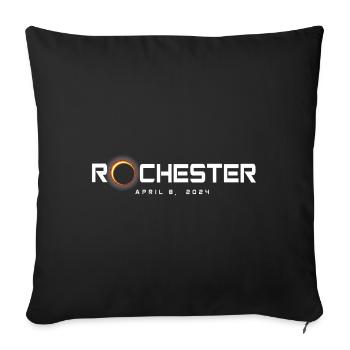 Rochester New York 2024 Eclipse Souvenir 8 avril - Housse de coussin décorative 45 x 45 cm - noir - Devant