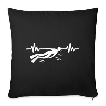 Heartbeat Swimmer - Diver Water Sports Athlete - Sofa pillowcase 17,3'' x 17,3'' (45 x 45 cm) - black - Front