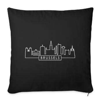 Brussels City Skyline Silhouette in Belgium Brussels - Sofa pillowcase 17,3'' x 17,3'' (45 x 45 cm) - black - Front