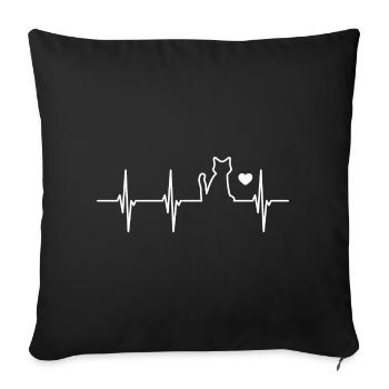 Amoureux des chats Heartbeat - Housse de coussin décorative 45 x 45 cm - noir - Devant