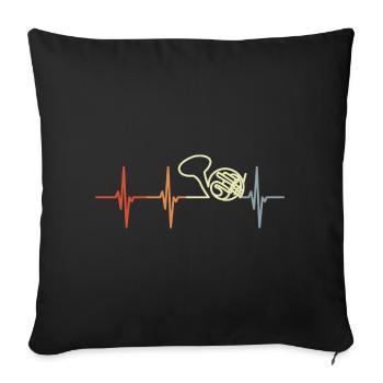 Cor Français Vintage ligne de coeur - Housse de coussin décorative 45 x 45 cm - noir - Devant