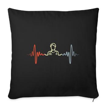 Ligne de cardiologie vétérinaire - Housse de coussin décorative 45 x 45 cm - noir - Devant