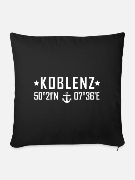 Koblenz Koordinaten - Sofakissenbezug 45 x 45 cm - Schwarz