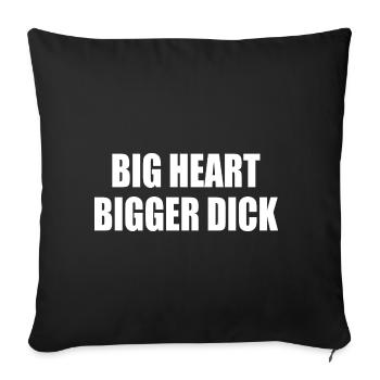 big heart bigger dick - Sofakissenbezug 45 x 45 cm - Schwarz - Vorne