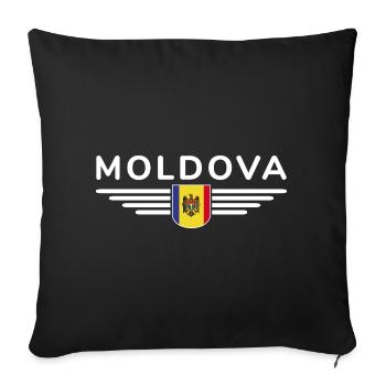Moldova T-Shirt – Proud of Moldova - Sofa pillowcase 17,3'' x 17,3'' (45 x 45 cm) - black - Front
