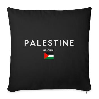 Drapeau de la Palestine, fierté palestinienne - Housse de coussin décorative 45 x 45 cm - noir - Devant