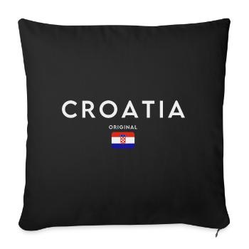 Drapeau croate, fierté croate - Housse de coussin décorative 45 x 45 cm - noir - Devant