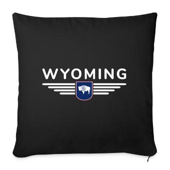 T-shirt de fan du Wyoming – Wild & Free - Housse de coussin décorative 45 x 45 cm - noir - Devant