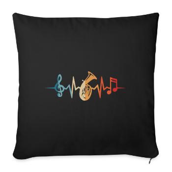Tenor horn heartbeat tenor horn musician - Sofa pillowcase 17,3'' x 17,3'' (45 x 45 cm) - black - Front