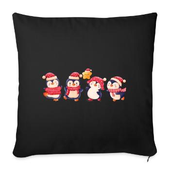 Drôle de pinguin Noël - Housse de coussin décorative 45 x 45 cm - noir - Devant