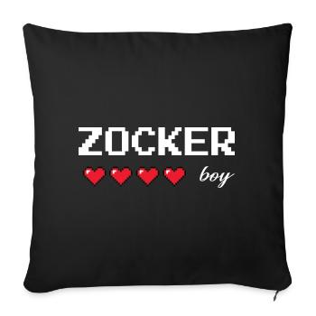 Gaming Boy – Un design de joueur rétro avec des cœurs de vie - Housse de coussin décorative 45 x 45 cm - noir - Devant