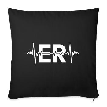 Conception ECG de battement de cœur ER - Housse de coussin décorative 45 x 45 cm - noir - Devant