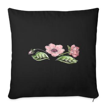 Vrille de fleur - Housse de coussin décorative 45 x 45 cm - noir - Devant