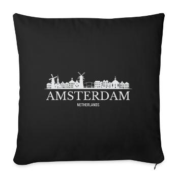 Silhouette d’Amsterdam, Amsterdam Pays-Bas - Housse de coussin décorative 45 x 45 cm - noir - Devant