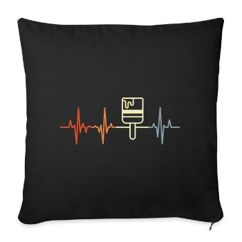 Ligne de cœur du peintre Varnisher - Housse de coussin décorative 45 x 45 cm - noir - Devant