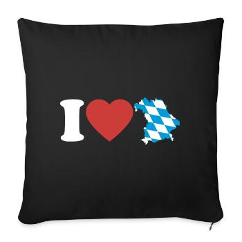 I Love Bavaria | Heart with blue white map - Sofa pillowcase 17,3'' x 17,3'' (45 x 45 cm) - black - Front