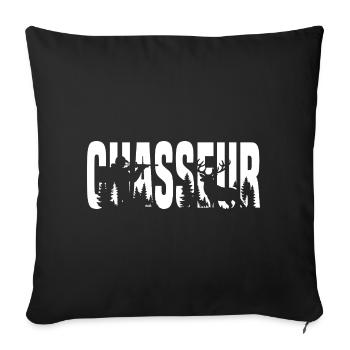 Tshirt Chasseur Nature et Cerf - Housse de coussin décorative 45 x 45 cm - noir - Devant