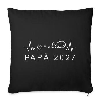 Futuro Papà 2027 Battito Cardiaco Gravidanza - Sofakissenbezug 45 x 45 cm - Schwarz - Vorne