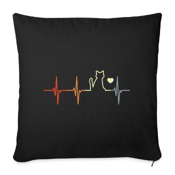 Mon cœur bat pour les chats - Housse de coussin décorative 45 x 45 cm - noir - Devant
