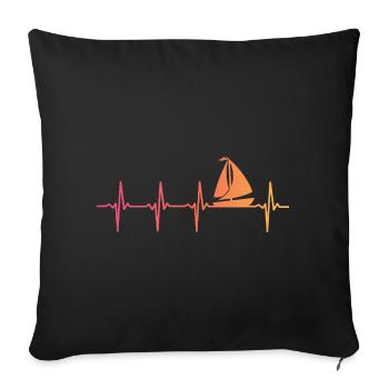 Sunset Sailing Boat Heartbeat Sail - Sofakissenbezug 45 x 45 cm - Schwarz - Vorne